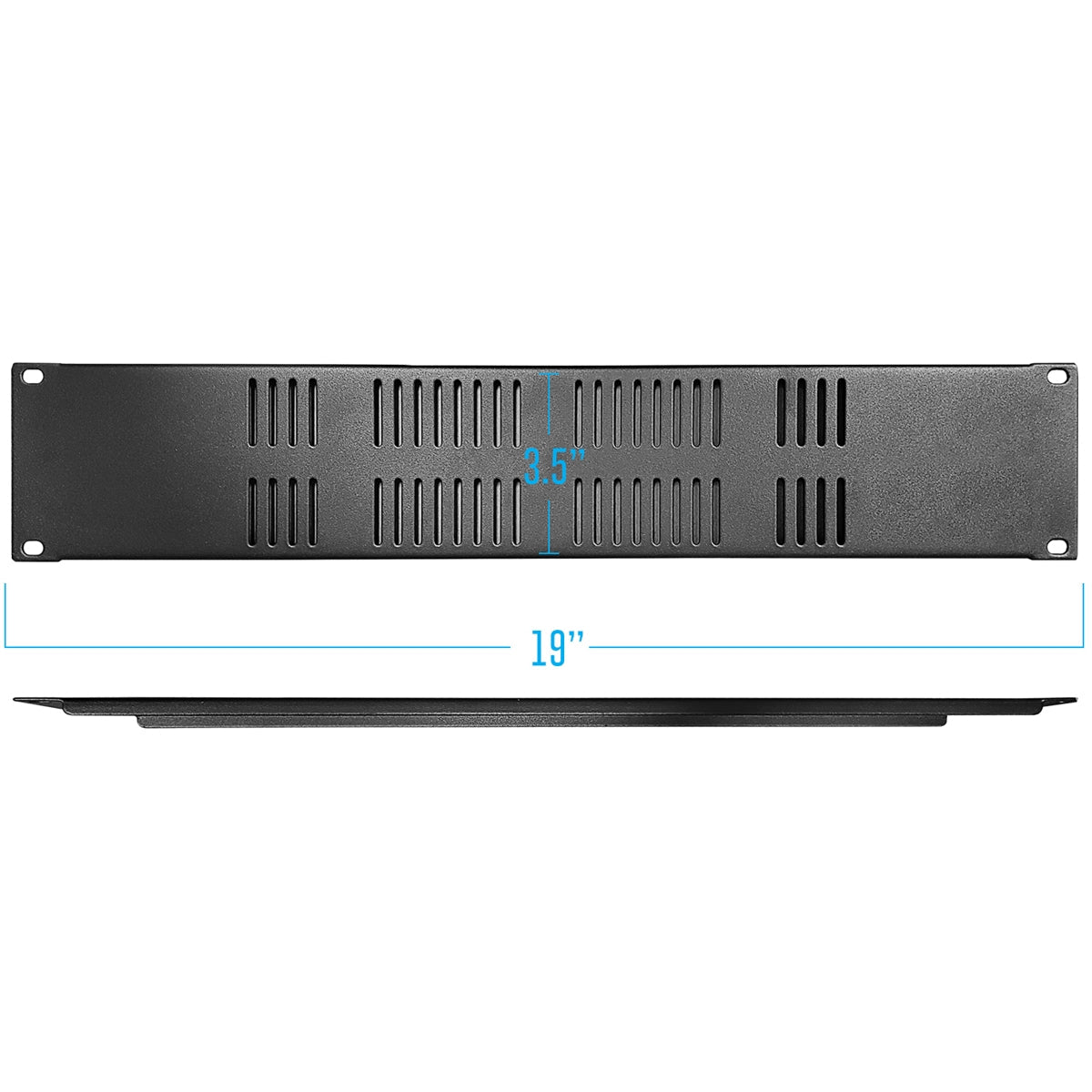 AxcessAbles RKVENTED2U 2U Vented Rack-Mount Panel for 19 inch Equipment and Server Racks. 3.75" Height x 19" Long