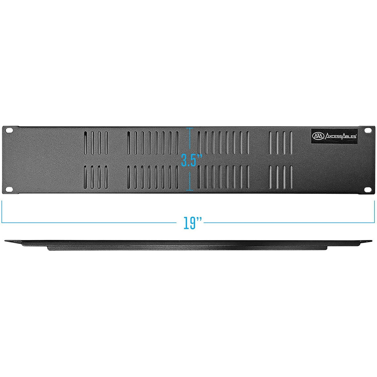 AxcessAbles RKVENTED2U 2U Vented Rack-Mount Panel for 19 inch Equipment and Server Racks. 3.75" Height x 19" Long (2 Pack)