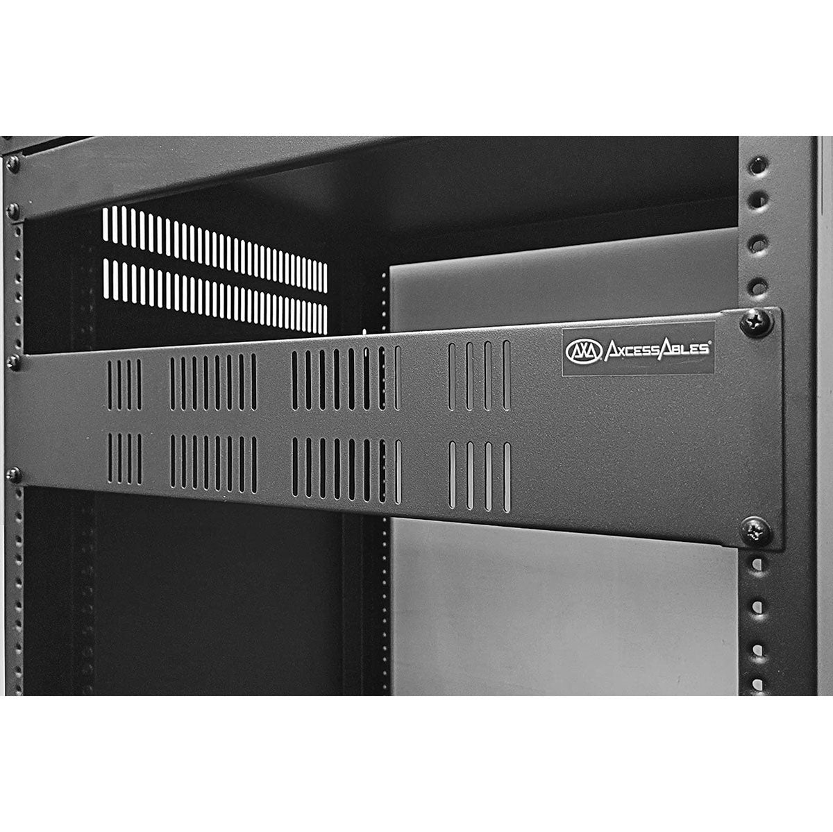 AxcessAbles RKVENTED2U 2U Vented Rack-Mount Panel for 19 inch Equipment and Server Racks. 3.75" Height x 19" Long (2 Pack)