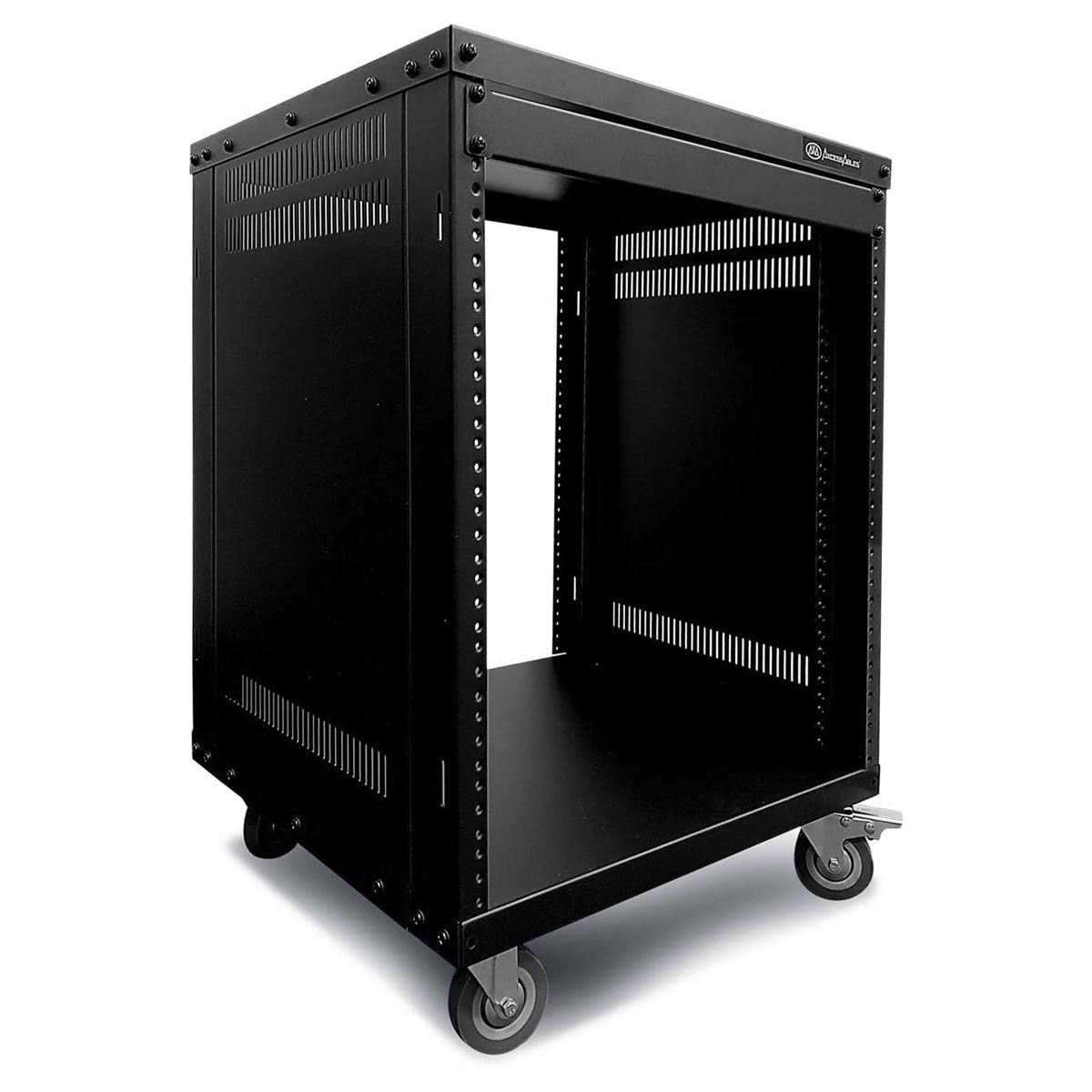 AxcessAbles 12U AV Rack Stand | 12 Space Component Rack Cabinet | Removable Side Panels for Open-Frame | 550lb Capacity Four Post Network Server Case| 19-Inch Rack-mountable Cabinet (RK12U)