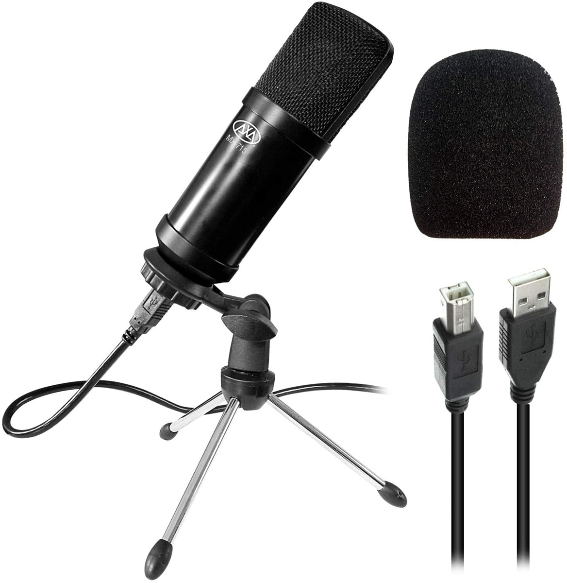 AxcessAbles MX-715 USB Condenser Microphone with SF-101 Half Dome 32.5" Wx13 H (422sq inch) Isolation Shield for Podcast, Zoom Calls, Studio Recording, Voiceover and Gaming