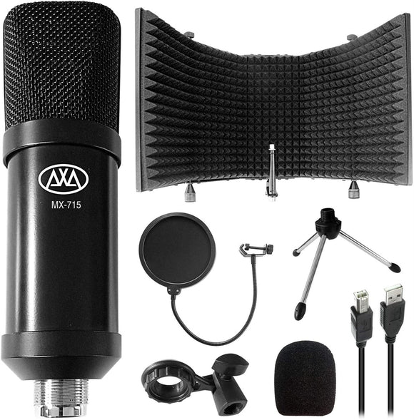 AxcessAbles MX-715 USB Condenser Microphone with SF-101 Half Dome 32.5