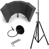 AxcessAbles Recording Studio Microphone Isolation Shield with Tripod Stand 4ft to 6ft 6" adjustable Mic Stand Recording booth, Podcast Sound booth. Compatible w/Blue Yeti, AT2020 (SF-101KIT)