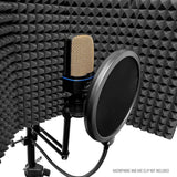 AxcessAbles SF-101KIT-VB Vented 32.5"Wx13"H (422sq inch) Half Dome Professional Grade Recording Studio Microphone Isolation Shield with Stand 4ft to 6ft6"(Black) - Open Box