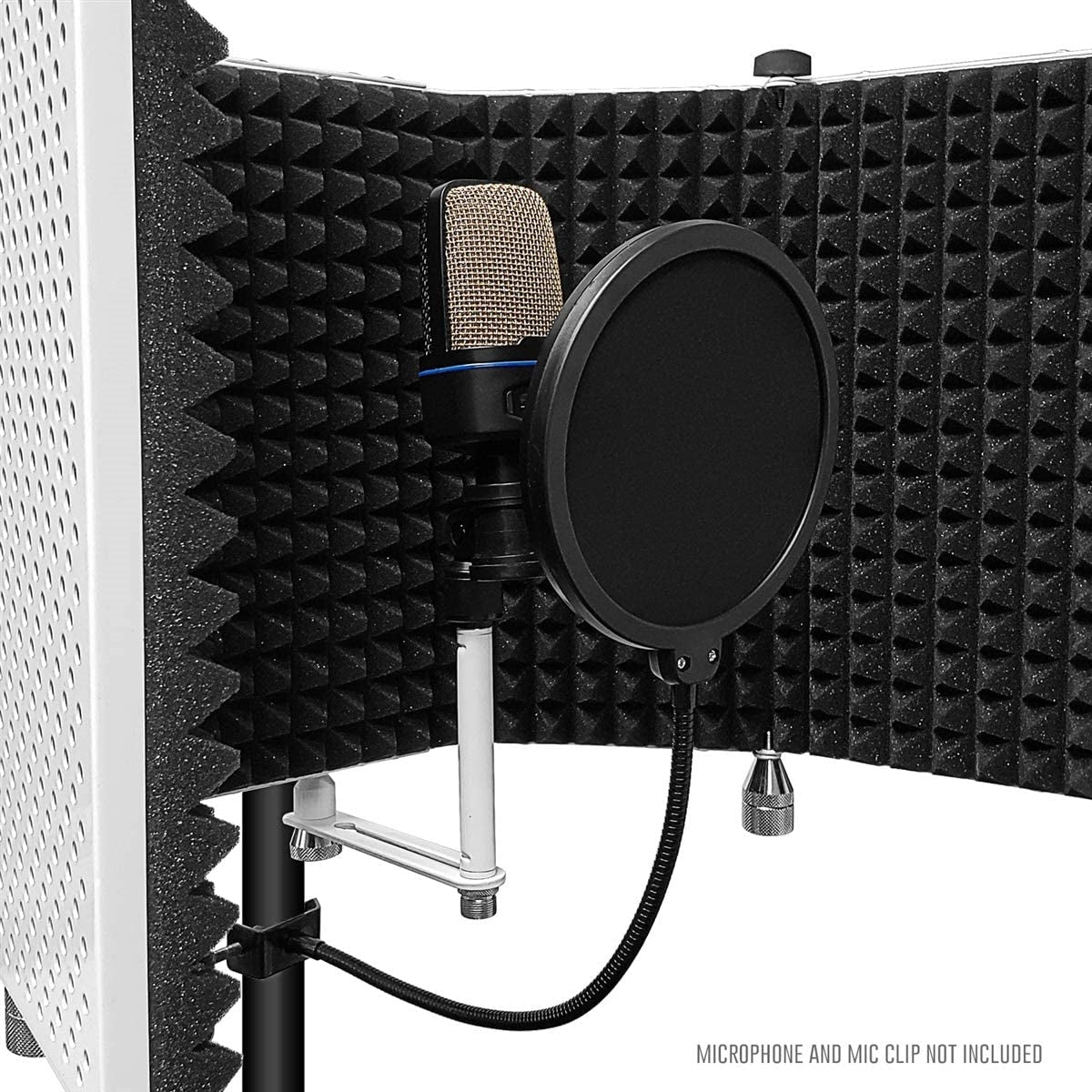 AxcessAbles SF-101KIT-VW Vented Recording Studio Microphone Shield with Stand (White) - Open Box