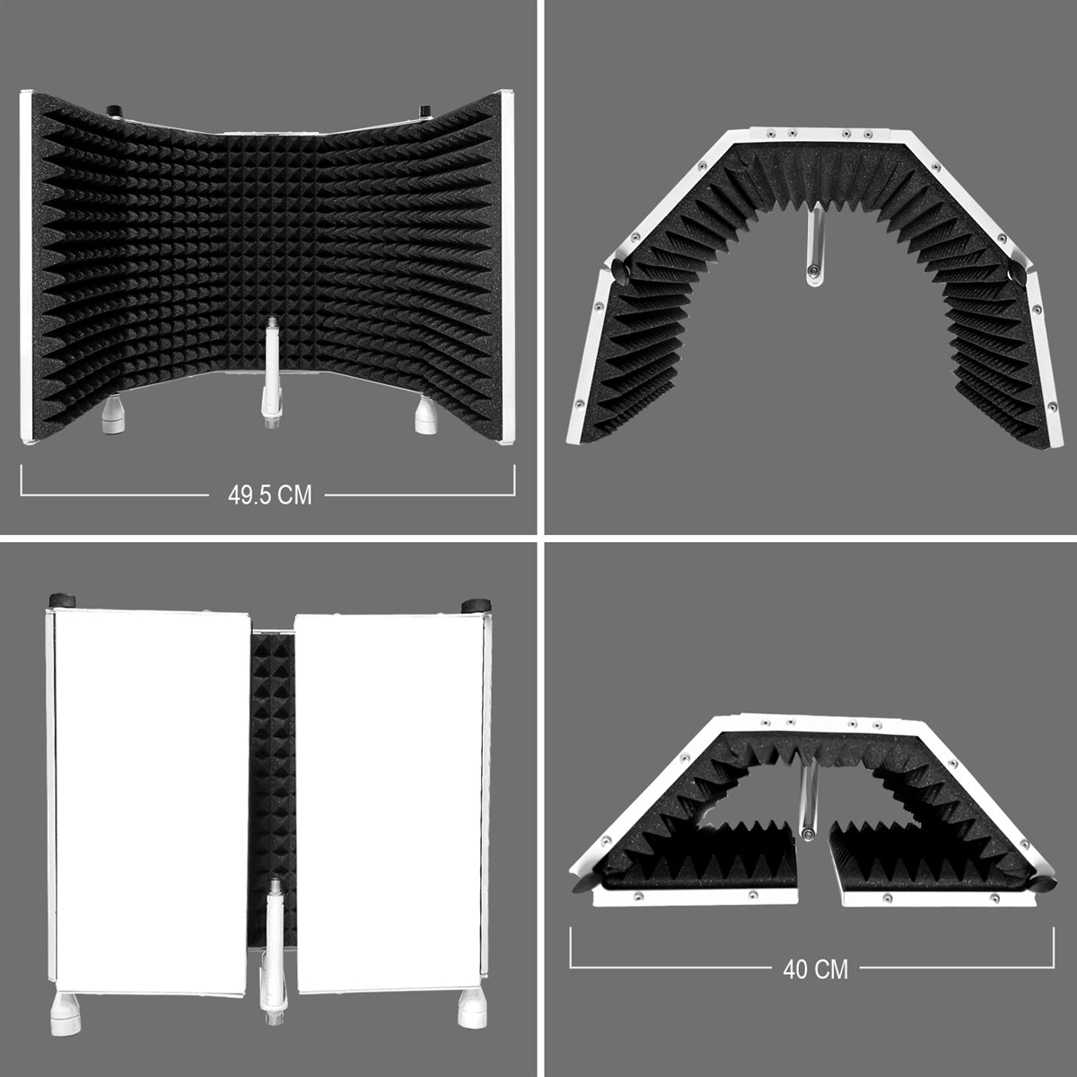 AxcessAbles SF-101KITW Recording Studio Microphone Isolation Shield With Stand (White)