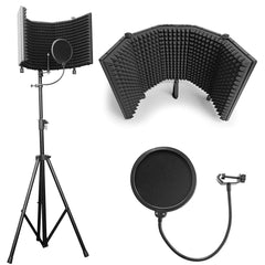 AxcessAbles Recording Studio Microphone Isolation Shield with Tripod Stand 4ft to 6ft 6" adjustable Mic Stand Recording booth, Podcast Sound booth. Compatible w/Blue Yeti, AT2020 (SF-101KIT ) - Open Box