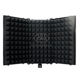 AxcessAbles SF-2 Desktop Compact Recording Microphone Isolation Shield with Round Base Mic Stand, Mic Sound Absorbing Foam for Studio Recording, Podcast, Karaoke, Streaming