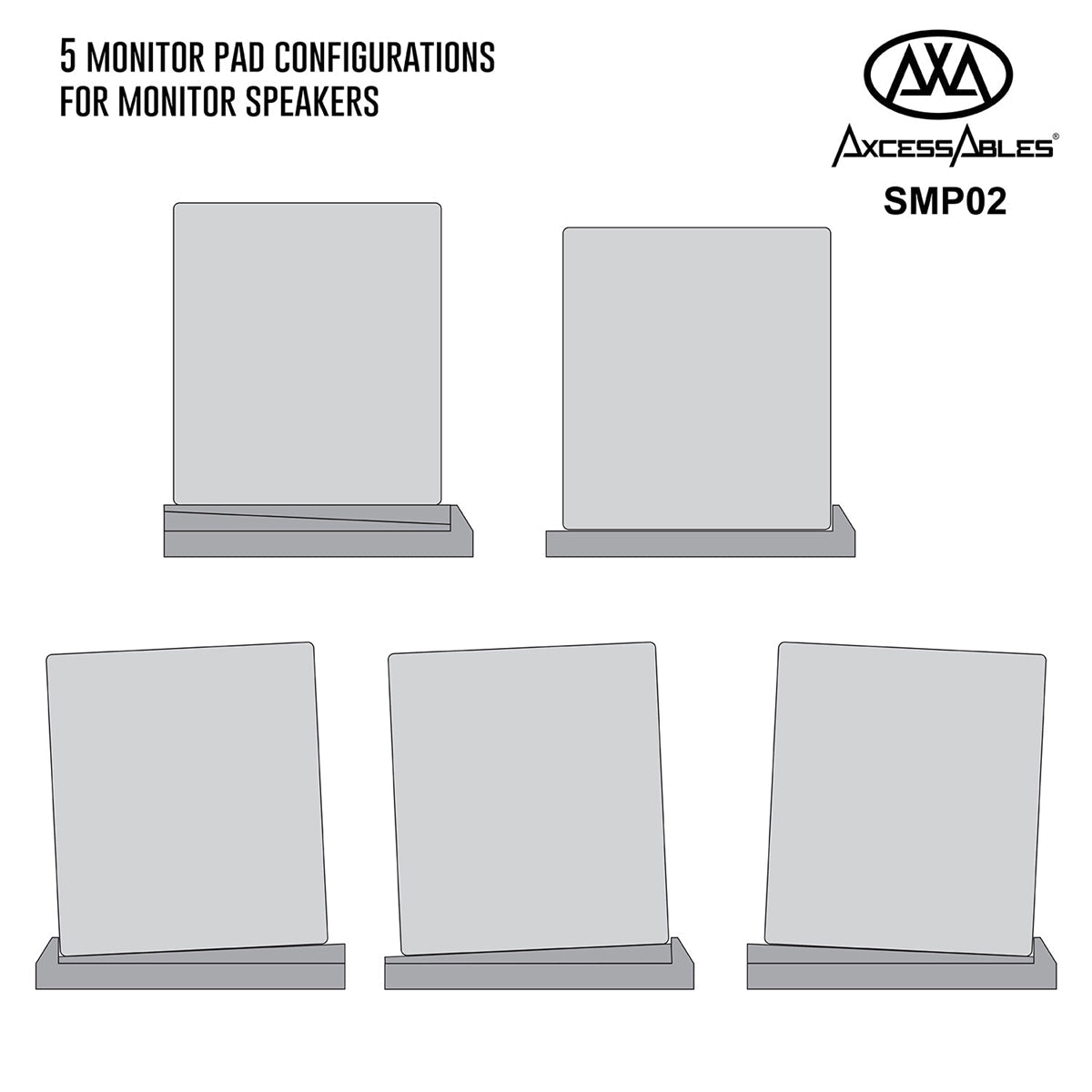 AxcessAbles Large Studio Monitor Isolation Pads for 6.5, 7, and 8-inch Speakers | Sound Isolation Pads for Side-Way Speakers | 3-Slice Pads | Multi-angle Speaker Riser | Acoustic Isolation Speaker Foam