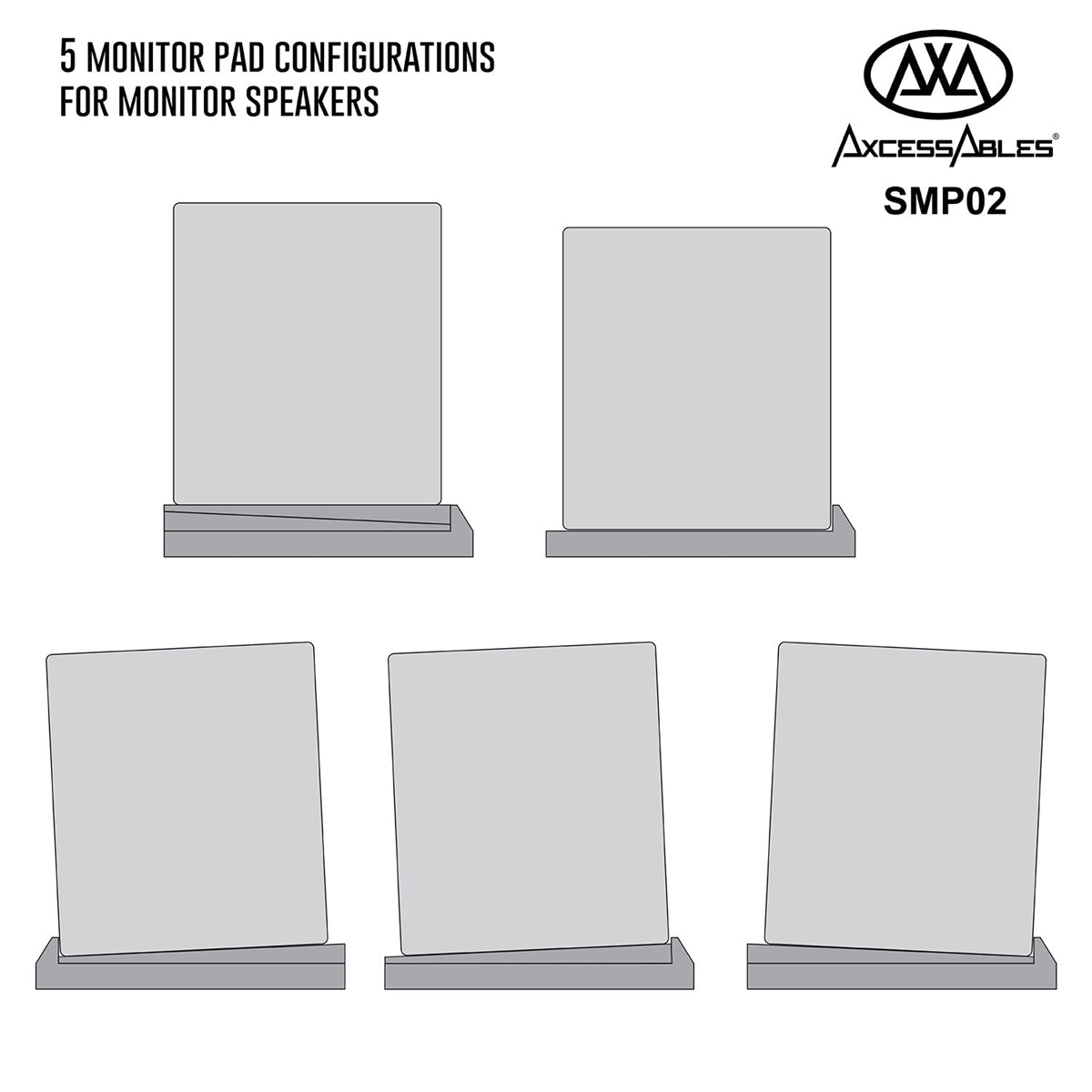 AxcessAbles Large Studio Monitor Isolation Pads for 6.5, 7, and 8-inch Speakers| Sound Isolation Pads for Side-Way Speakers | 3-Slice Pads | Multi-angle Speaker Riser | Acoustic Isolation Speaker Foam - Open Box