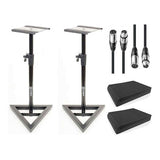 AxcessAbles SMS-101 Studio Monitor Speaker Stands w/ Isolation Foam Pads & XLR Cables