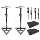 AxcessAbles SMS-101 Studio Monitor Speaker Stands w/ Isolation Foam Pads & TRS - XLR Cables
