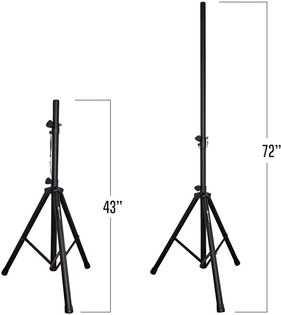 AxcessAbles Heavy-Duty DJ Tripod Stands (Pair) with Bag | Adjustable Height  42-inch to 72-inch PA Speaker Stands| 15lb Portable PA Stands Compatible