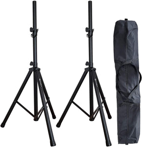 Heavy-Duty DJ Tripod Stands (Pair) with Bag by AxcessAbles| Adjustable Height 42” to 72" PA Speaker Stands| 15lb Portable PA Stands Compatible with Powered Speakers (SSB-101) - Open Box