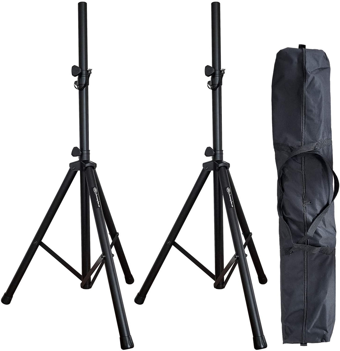 AxcessAbles Heavy-Duty DJ Tripod Stands (Pair) with Bag | Adjustable Height 42-inch to 72-inch PA Speaker Stands| 15lb Portable PA Stands Compatible with Powered Speakers (SSB-101)