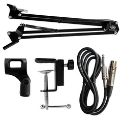 AxcessAbles Desktop Mount Microphone Swivel Boom Arm with Microphone Clip and 5ft Mic Cable for Podcast/Radio Broadcasting/Studio/Voice Over