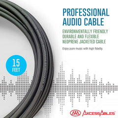 AxcessAbles 15ft Long 1/4 inch TRS to XLR Male Balanced Audio Cable | US Based Co. | Quarter Inch Stereo to XLR Male Audio| 6.35mm TRS to XLR Cable 15ft Cable for Mixers, Studio Speakers, Interfaces