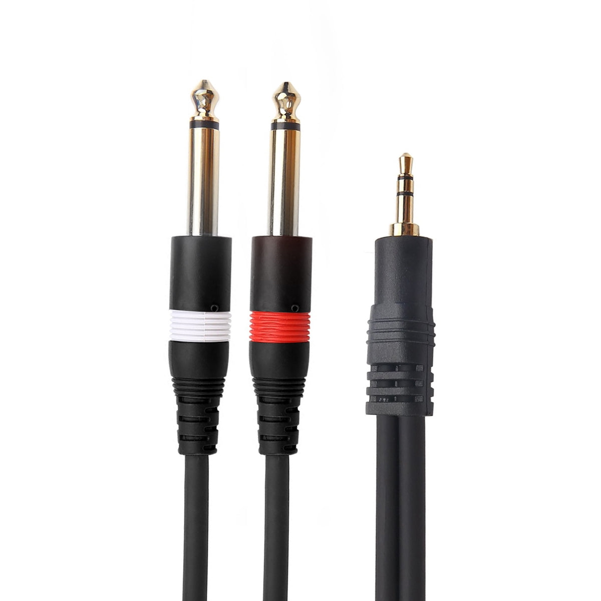 AxcessAbles 1/8 Stereo Male Mini-Jack to Dual 1/4 TS Audio Cable - 10ft | 1/8 TRS to Dual TS Mono Y-Splitter Cable | 3.5mm Stereo Mini-Jack to 2 TS Male | AxcessAbles TRS18-D14TS109-10ft