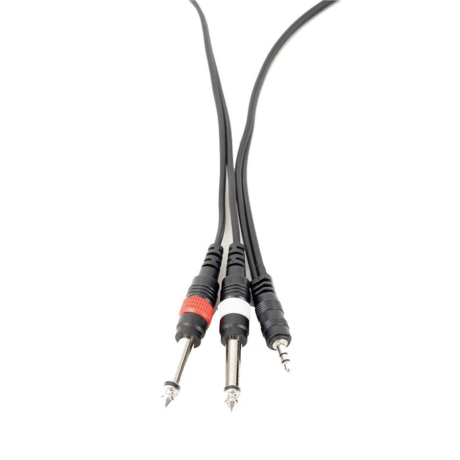 AxcessAbles 1/8 Stereo Male Mini-Jack to Dual 1/4 TS Audio Cable - 10ft |  1/8 TRS to Dual TS Mono Y-Splitter Cable | 3.5mm Stereo Mini-Jack to 2 TS