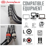 AxcessAbles 1/8 Stereo Male Mini-Jack Male to Dual Male RCA Audio Cable - 10ft | 1/8 TRS to Dual RCA Y Cable | 3.5mm Stereo Mini-Jack Male to 2 RCA | AxcessAbles TRS18-DRCA110-10ft