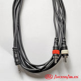 AxcessAbles 1/8 Stereo Male Mini-Jack Male to Dual Male RCA Audio Cable - 10ft | 1/8 TRS to Dual RCA Y Cable | 3.5mm Stereo Mini-Jack Male to 2 RCA | AxcessAbles TRS18-DRCA110-10ft