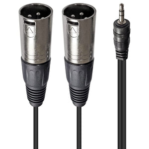 AxcessAbles TRS18-DXLR402M ⅛ (3.5mm) Stereo Minijack TRS to Dual XLR Male Audio Cable for Phone, Laptop, Tablet, MP3 Player Patch to Mixing Console or Powered Speaker (6.5ft)