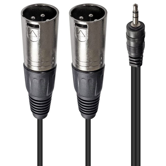 AxcessAbles TRS18-DXLR402M ⅛ (3.5mm) Stereo Minijack TRS to Dual XLR Male Audio Cable for Phone, Laptop, Tablet, MP3 Player Patch to Mixing Console or Powered Speaker (6.5ft)