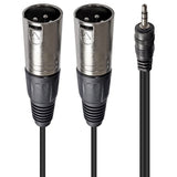 AxcessAbles TRS18-DXLR402M ⅛ (3.5mm) Stereo Minijack TRS to Dual XLR Male Audio Cable for Phone, Laptop, Tablet, MP3 Player Patch to Mixing Console or Powered Speaker (6.5ft)