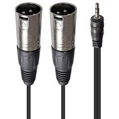 AxcessAbles TRS18-DXLR402M 1/8-inch (3.5mm) Stereo Minijack TRS to Dual XLR Male Audio Cable for Phone, Laptop, Tablet, MP3 Player Patch to Mixing Console or Powered Speaker (6.5ft)