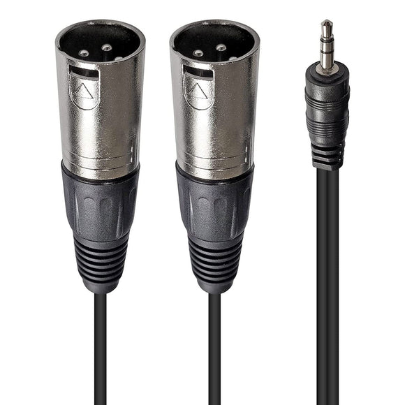 AxcessAbles 1/8 Stereo Male Mini-Jack to Dual Male XLR Audio Cable - 10ft | 1/8 TRS to Dual XLR Male Y-Splitter Cable | 3.5mm Stereo Mini-Jack Male to 2 XLR Male | AxcessAbles AXCTRS18-DXLR402M 10ft