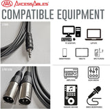 AxcessAbles 1/8 Stereo Male Mini-Jack to Dual Male XLR Audio Cable - 10ft | 1/8 TRS to Dual XLR Male Y-Splitter Cable | 3.5mm Stereo Mini-Jack Male to 2 XLR Male | AxcessAbles AXCTRS18-DXLR402M 10ft