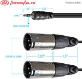 AxcessAbles 1/8 Stereo Male Mini-Jack to Dual Male XLR Audio Cable - 10ft | 1/8 TRS to Dual XLR Male Y-Splitter Cable | 3.5mm Stereo Mini-Jack Male to 2 XLR Male | AxcessAbles AXCTRS18-DXLR402M 10ft