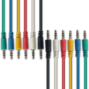 AxcessAbles TRS18-Patch115 6-Pack Multi-colored 3mm TRS to 3mm TRS Balanced Instrument Cord Guitar Pedal Patch Cables, 1.5 Ft