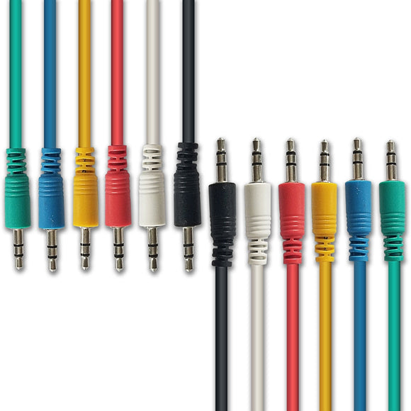 AxcessAbles TRS18-Patch115 6-Pack Multi-colored 3mm TRS to 3mm TRS Balanced Instrument Cord Guitar Pedal Patch Cables, 1.5 Ft - Open Box