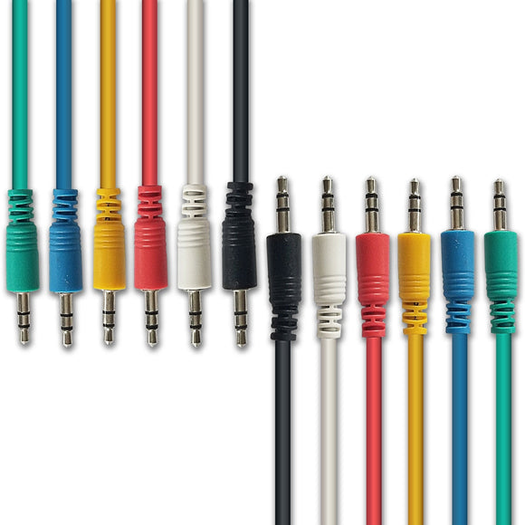 AxcessAbles TRS18-Patch115 6-Pack Multi-colored 3mm TRS to 3mm TRS Balanced Instrument Cord Guitar Pedal Patch Cables, 1.5 Ft - Open Box