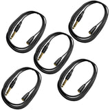AxcessAbles TRSF18-TRSM14 1/8 inch (3.5mm) TRS Female to 1/4 inch (6.35mm) TRS Male Headphone Extension Cable (10ft) - 5 Pack