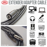 The AxcessAbles TRSF18-TRSM14 1/8 inch (3.5mm) TRS Female to 1/4 inch (6.35mm) TRS Male Headphone Extension Cable (10ft) - 10 Pack