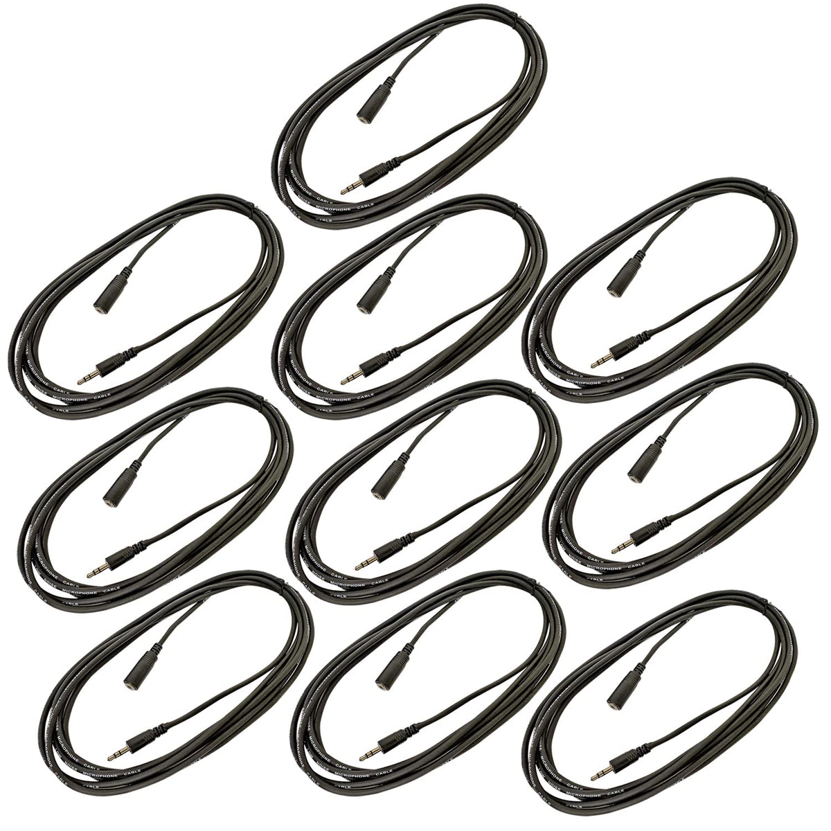 AxcessAbles 1/8-inch (3.5mm) TRS Male to 1/8-inch (3.5mm) TRS Female Minijack Headphone Extension Cable Compatible with Headphones, Phones, Speakers, Tablets, MP3 Players and More (10ft) - 10 Pack