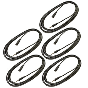 AxcessAbles ⅛” (3.5mm) TRS Male to ⅛” (3.5mm) TRS Female Minijack Headphone Extension Cable Compatible with Headphones, Phones, Speakers, Tablets, MP3 Players and More! (10ft) - 5 Pack