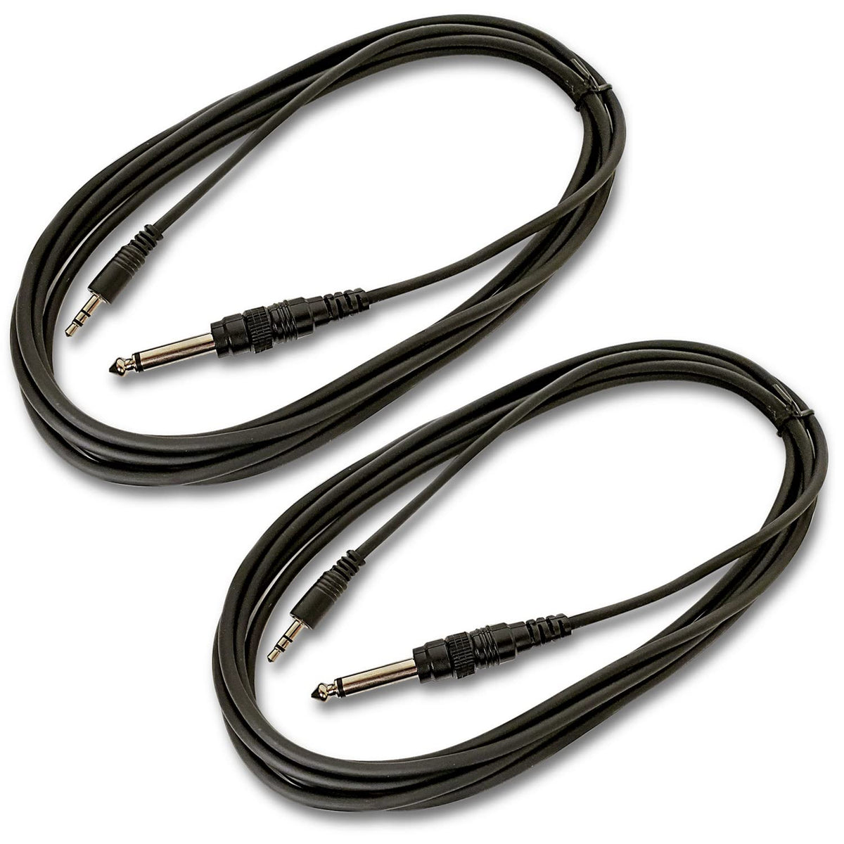 AxcessAbles 1/8 Inch TRS to 1/4 Inch TS Instrument Cable 10ft - 2 Pack | 3.5mm Minijack Male to 6.35mm Male Jack Stereo Audio Cord | 10ft TRS to TS Patch Cables (2-Pack)