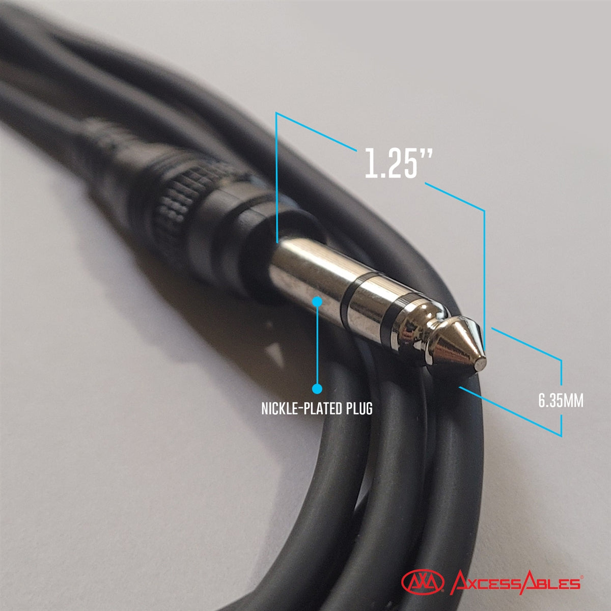 AxcessAbles 1/4-inch (6.35mm) TRS Male to 1/4-inch (6.35mm) TRS Female Headphone Extension Cable (10ft) for Microphones, Audio Applications, Home Studios, Professional Studios (5-Pack)