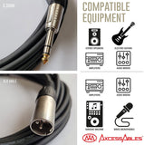 15ft Long 1/4 inch TRS to XLR Male Balanced Audio Cable by AxcessAbles | US Based Co. | Quarter Inch Stereo to XLR Male Audio| 6.35mm TRS to XLR Cable 15ft Cable for Mixers, Studio Speakers, Interfaces (2-Pack)