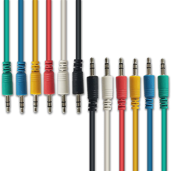 AxcessAbles 1/8 (3.5mm) TRS to 1/8 (3.5mm) TRS Balanced Minijack Stereo Patch Cables 6-Pack Mobile Devices Outboard & Patchbay Studio External Digital Analog Effects (3ft) - Open Box
