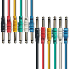 AxcessAbles 1/4-inch (6.35mm) TS to 1/4-inch (6.35mm) TS Unbalanced Mono Multi-Color Patch Cables 6 Pack (1ft) Outboard Gear & Patchbay Studio Cables External Effects Digital Analog Effects