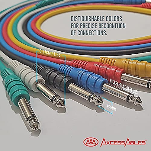 AxcessAbles AXCTS14-P105 1/4-inch (6.35mm) TS Unbalanced Patch Cables 6-Pack, 5 feet