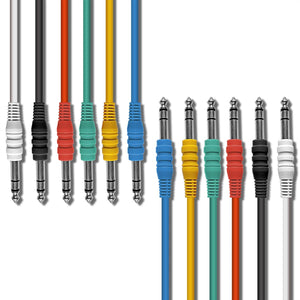 AxcessAbles 1/4 (6.35mm) TRS to 1/4 (6.35mm) TRS Multi-Color Balanced Stereo Patch Cables 6-Pack Outboard Gear & Patchbay Studio Cables External Effects Digital Analog Effects (1ft)