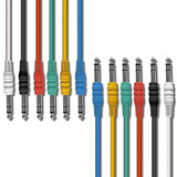 AxcessAbles 1/4 (6.35mm) TRS to 1/4 (6.35mm) TRS Multi-Color Balanced Stereo Patch Cables 6-Pack Outboard Gear & Patchbay Studio Cables External Effects Digital Analog Effects (1ft)