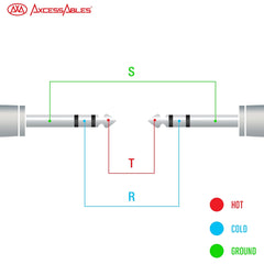 AxcessAbles 1/4" TRS to 1/4" TRS Balanced Stereo Audio Patch Cables (6-Pack, 1ft)
