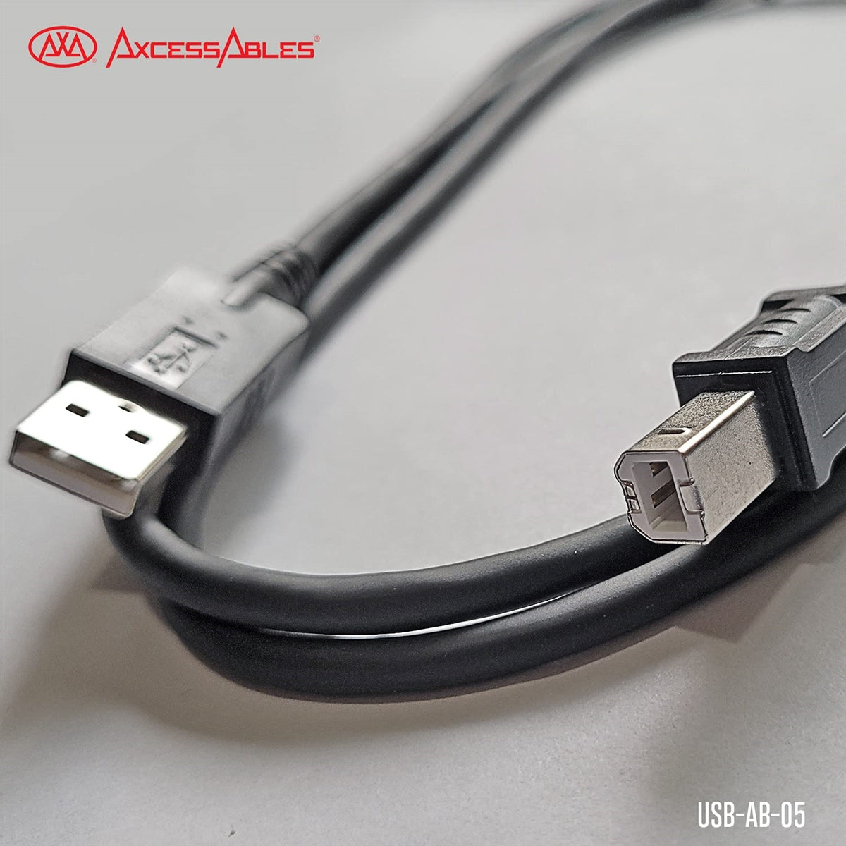 AxcessAbles USB 2.0 Type-A Male to Type-B Male Connection Cable (5ft) | USB 2.0 A-Male to B-Male Data Cable | USB Cable for Audio Interfaces, Microphone, Controller | USB 2.0 High-Speed Cable (5ft)