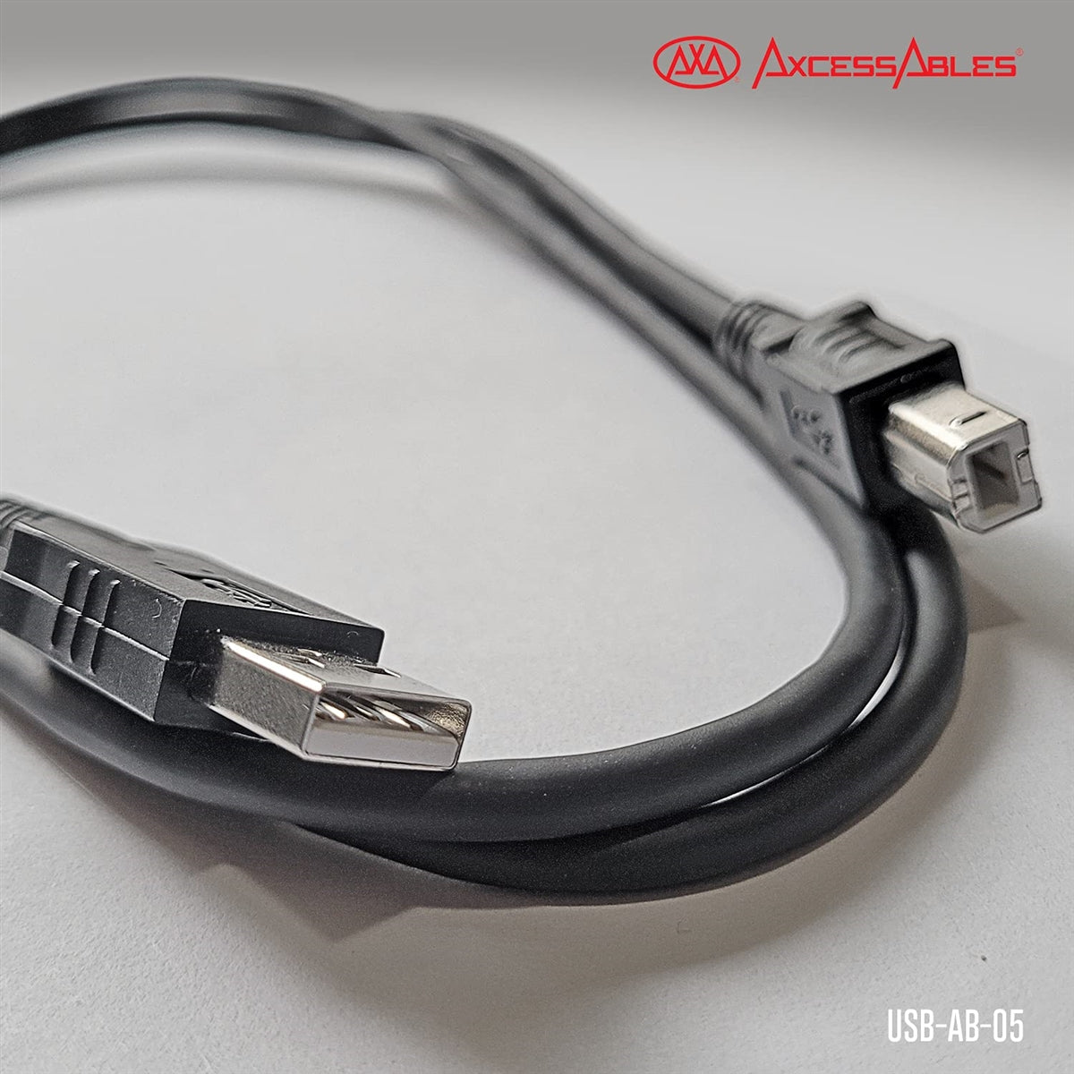 AxcessAbles USB 2.0 Type-A Male to Type-B Male Connection Cable (5ft) | USB 2.0 A-Male to B-Male Data Cable | USB Cable for Audio Interfaces, Microphone, Controller | USB 2.0 High-Speed Cable (5ft)